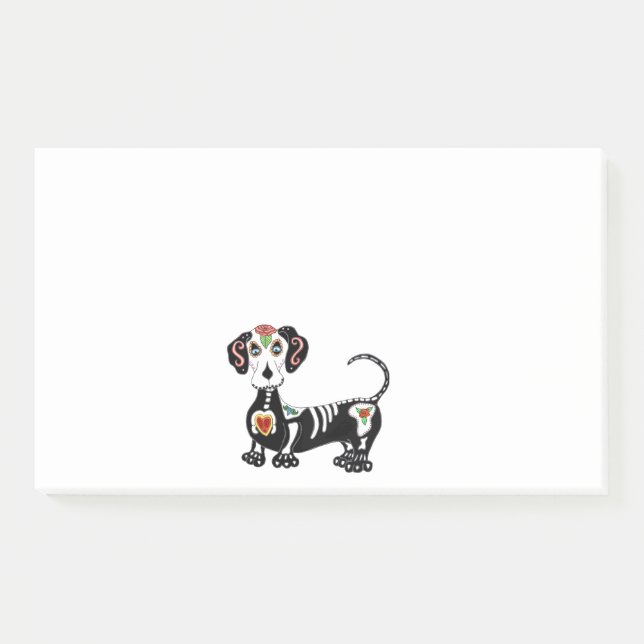 Dachshund Sugar Skull Post-it Notes (Front)