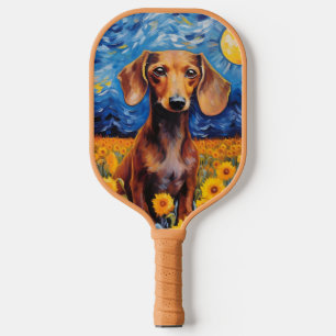 Dachshund & Sunflowers Art Gift  Pickleball Paddle