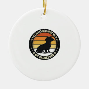 Dachshund Sunset Shirt Vintage Dog Lover Design_1 Ceramic Tree Decoration
