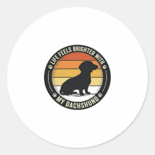 Dachshund Sunset Shirt Vintage Dog Lover Design_1 Classic Round Sticker
