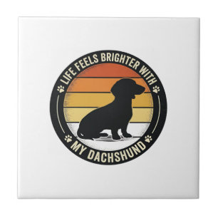 Dachshund Sunset Shirt Vintage Dog Lover Design_1 Tile