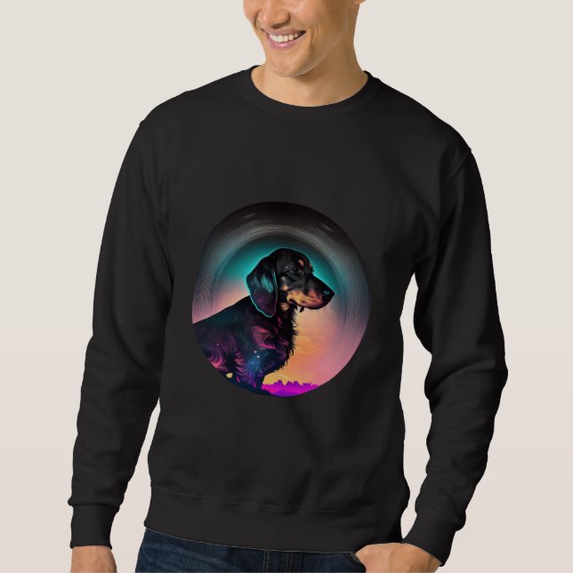 Dachshund Synthwave 80s Retrowave Aesthetic  2 Sweatshirt (Front)