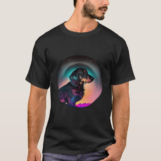 Dachshund Synthwave 80s Retrowave Aesthetic 2 T-Shirt