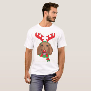 dachshund T-Shirt Funny Reindeer Christmas Gift