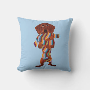 Dachshund Tangled In Scarf Cushion
