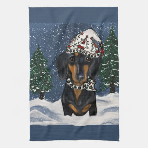 Dachshund tea towel