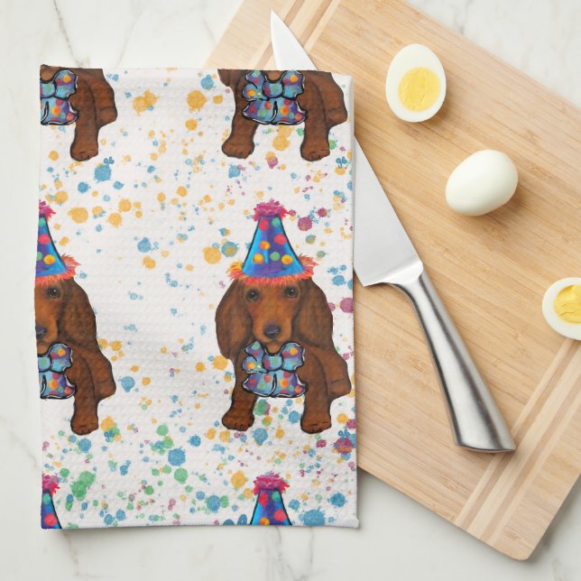Dachshund        tea towel (Quarter Fold)