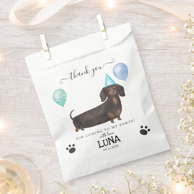 Dachshund Thank You Dog Treat Party Favour Bags (Clipped)