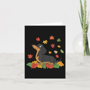 Dachshund Thanksgiving Pilgrim Autumn Fall Leaves  Card