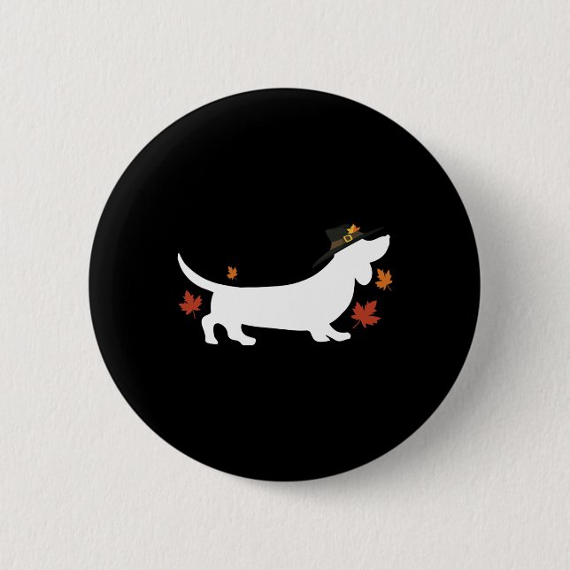 Dachshund Thanksgiving Pilgrim Fall  6 Cm Round Badge (Front)