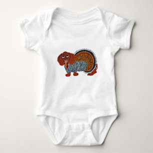 Dachshund Thanksgiving Turkey Baby Bodysuit