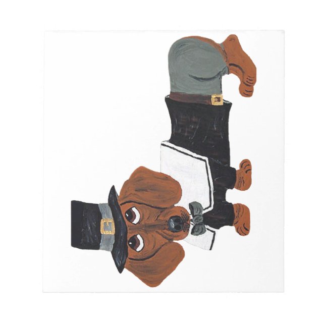 Dachshund Thanksgviving Pilgrim Notepad (Front)