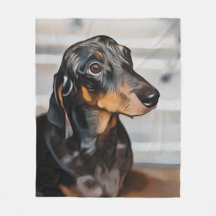 Dachshund The Marble Girl Poster Fleece Blanket