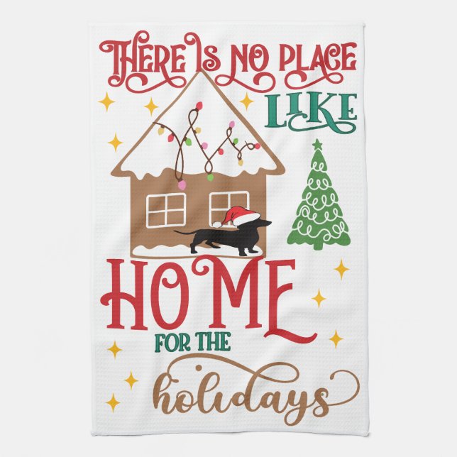 Dachshund: There's No Place Like Home Tea Towel (Vertical)