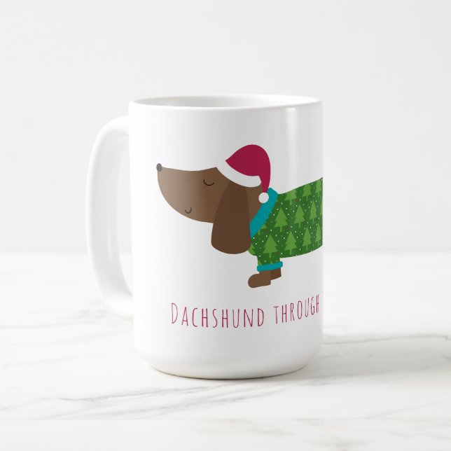 Dachshund Through The Snow Cartoon Coffee  Coffee Mug (Front Left)