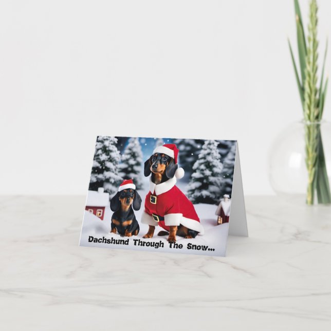 Dachshund Through The Snow... Christmas Card (Front)