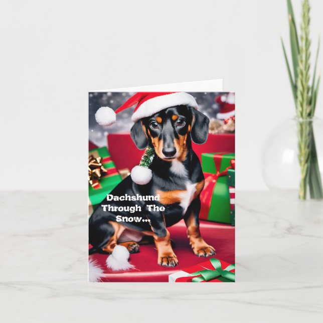 Dachshund Through The Snow... Christmas Card (Front)