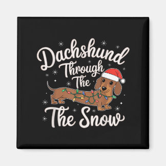 Dachshund Through The Snow Christmas Decor For Dog Magnet