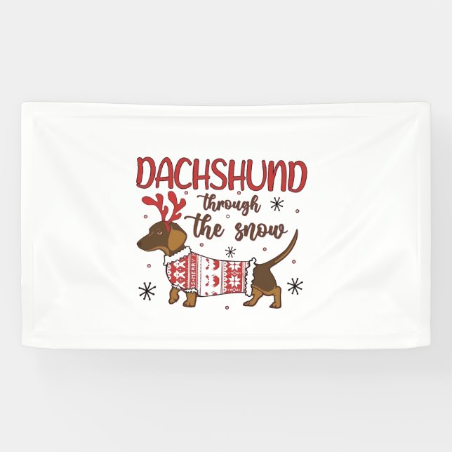 Dachshund Through The Snow Christmas Dog Lover Banner (Horizontal)