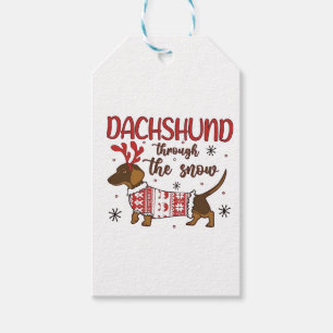 Dachshund Through The Snow Christmas Dog Lover Gift Tags