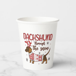 Dachshund Through The Snow Christmas Dog Lover Paper Cups