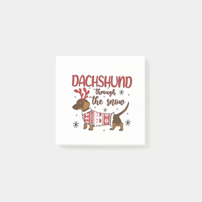 Dachshund Through The Snow Christmas Dog Lover Post-it Notes (Front)