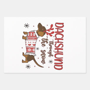 Dachshund Through The Snow Christmas Dog Lover Wrapping Paper Sheet