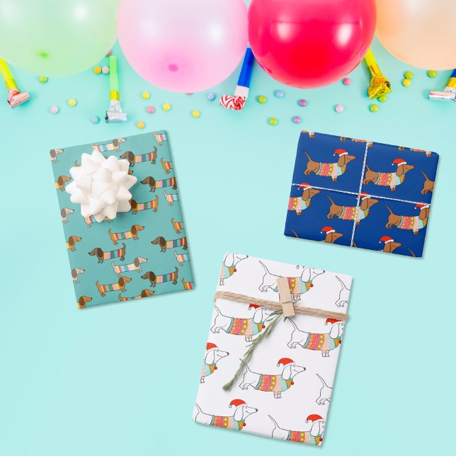 dachshund through the snow christmas gift wrapping paper sheet (Creator Uploaded)