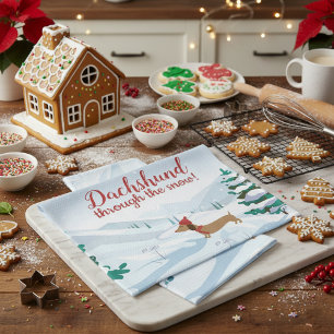 Dachshund Through the Snow Christmas Hand Towel