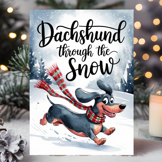 Dachshund Through the Snow Christmas Holiday Card (Creator Uploaded)