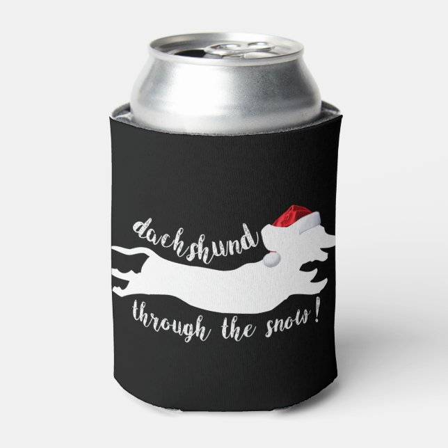 Dachshund through the snow Christmas Holidays Can Cooler (Can Front)
