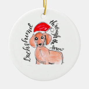 Dachshund Through The Snow Christmas Ornament