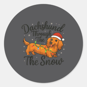 Dachshund Through The Snow Christmas Pajama Toddle Classic Round Sticker