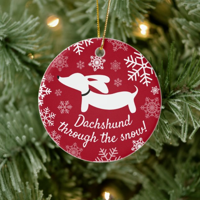 Dachshund Through The Snow Christmas Tree Ornament (Tree)
