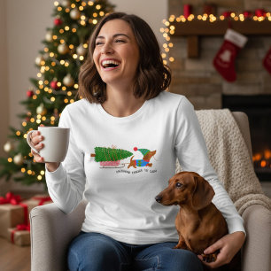 Dachshund Through The Snow Cute Christmas Dog Tri-Blend Shirt