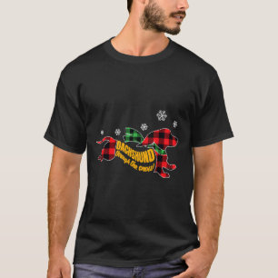 Dachshund Through The Snow Doxie Dog Plaid Christm T-Shirt