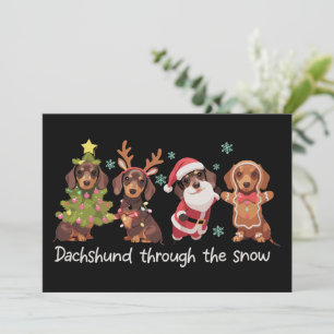 Dachshund Through The Snow Funny Christmas Dogs Holiday Card