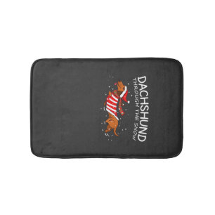 Dachshund Through The Snow Funny Dog Christmas Cla Bath Mat