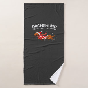 Dachshund Through The Snow Funny Dog Christmas Cla Bath Towel