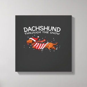 Dachshund Through The Snow Funny Dog Christmas Cla Canvas Print