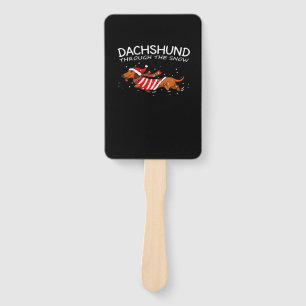 Dachshund Through The Snow Funny Dog Christmas Cla Hand Fan