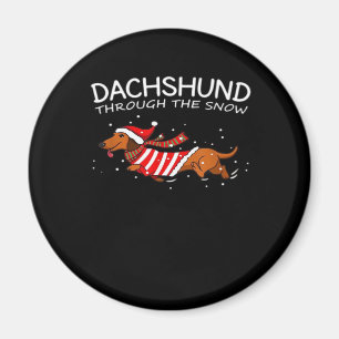 Dachshund Through The Snow Funny Dog Christmas Cla Magnet