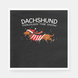 Dachshund Through The Snow Funny Dog Christmas Cla Napkin