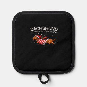 Dachshund Through The Snow Funny Dog Christmas Cla Pot Holder