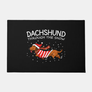 Dachshund Through The Snow Funny Dog Christmas Doormat