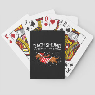 Dachshund Through The Snow Funny Dog Christmas Playing Cards