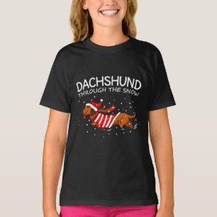 Dachshund Through The Snow Funny Dog Christmas T-Shirt