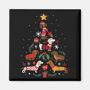 Dachshund Through The Snow Funny Dog Christmas Tre Magnet