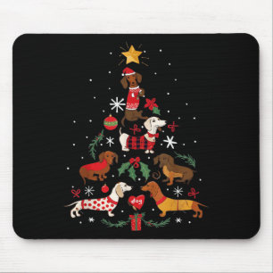Dachshund Through The Snow Funny Dog Christmas Tre Mouse Pad