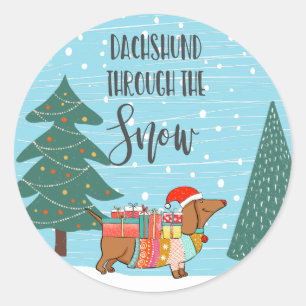Dachshund Through The Snow funny dog lover Classic Round Sticker
